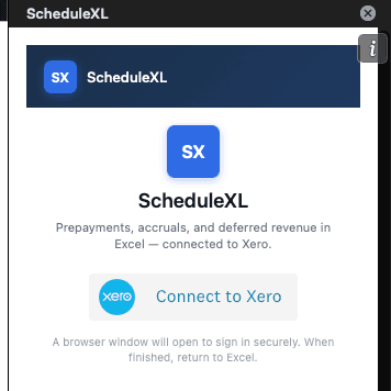 ScheduleXL Connect to Xero screen